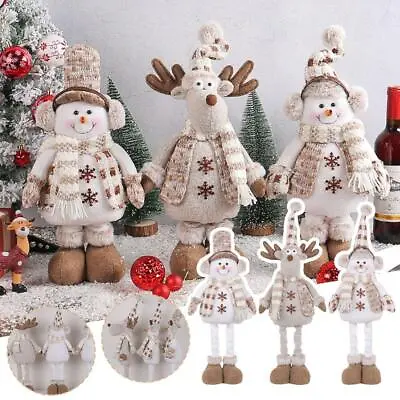 Christmas Stretchable Leg Snowman Doll Standing Handmade Doll Xmas G1W0 • $29.37