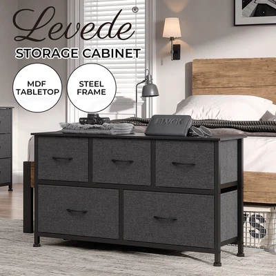 $89.99 • Buy Levede Storage Cabinet Chest Of 5 Drawers Dresser Lowboy Organizer TV Stand Unit