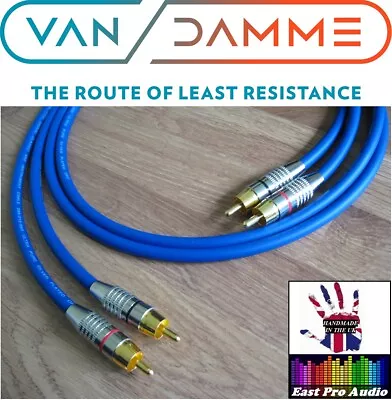 1.5m Pair - Van Damme RCA Phono Cables - Pro Grade Silver Plated Pure OFC Blue • £14.95