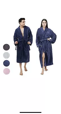 Mens Ladies Quality Bathrobe 100% Cotton Towelling Shawl Dressing Gown Bath Robe • £35.99