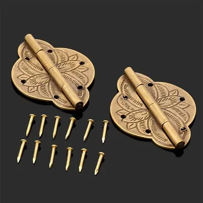 Vintage Brass Embossed Gift Jewelry Box Hinge Cabinet Cupboard Door Hinges Decor • $7.69