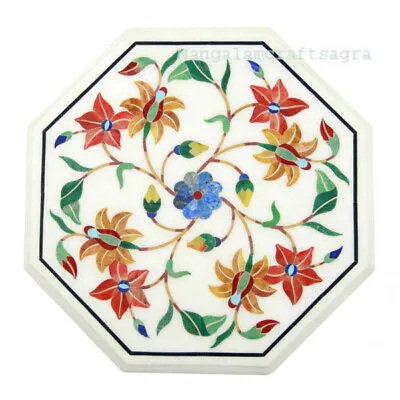 £308.66 • Buy 15  Marble Side Table Top Semi Precious Stones Pietradura Inlay Handmade Decor