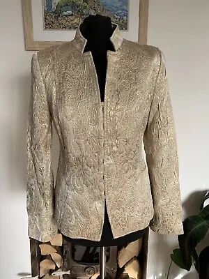 Rare Stunning ZARA Vintage Gold Brocade Floral Paisley Jacket Blazer - Size L • $75.76