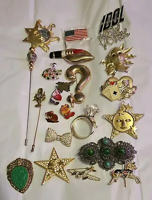 24 Vintage Brooches 2 Stick Pins Lips ? 80's Style 50's 1 Very Collectable Artsy • $39.95