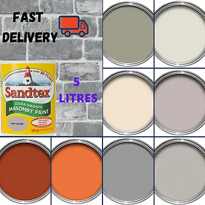 Sandtex 5L Litre Masonry Outside Paint Ultra Smooth Different Colours Waterproof • £29.99