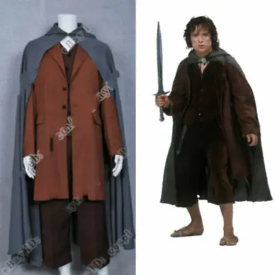 The Lord Of The Rings Cosplay Frodo Baggins Costume Cape Coat Full Set Uniform • £63.59