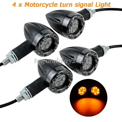 $13.90 • Buy 4x LED Turn Signal Light Indicator Blinker Lamp For Harley Bobber Chopper Custom