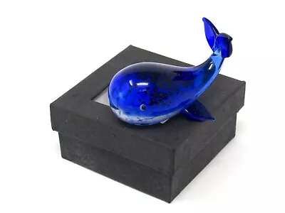 Vintage 20th Century Murano Art Glass Blue Whale Figure With Box • £4.99