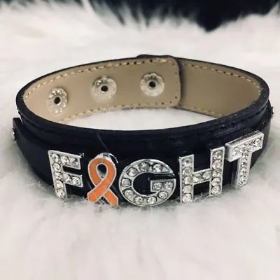 Orange Ribbon Bling Bracelet Leukemia Multiple Sclerosis Kidney Cancer Jewelry • $9.99