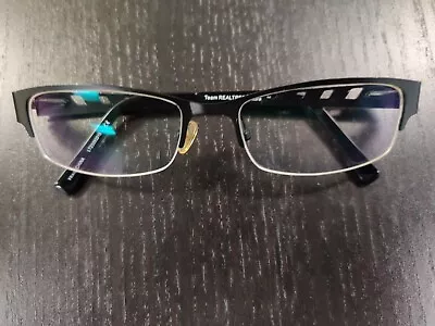 TEAM REALTREE T128 Black Rectangular Mens Semi-Rimless Eyeglasses 52-17-135 • $5.99