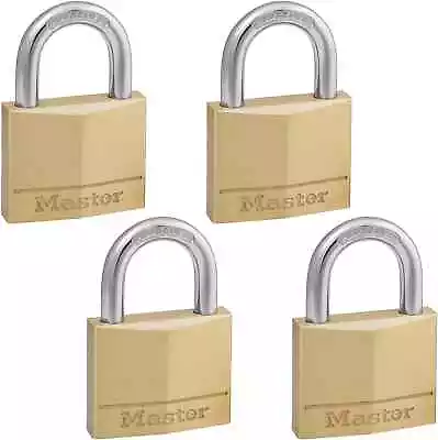 Master Lock 140Q Solid Keyed Alike Padlocks Brass Silver 4 Pack • £31.17