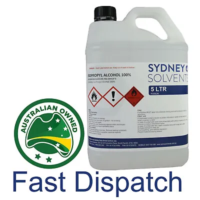 $32 • Buy IsoPropyl Alcohol IPA Isopropanol 100% 5 Litre 5L With 250ml Empty Spray Bottle