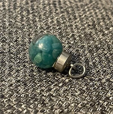 Small Clear Turquoise Green Stone Filled Glass Bottle Vial Charm Pendant • $11.95