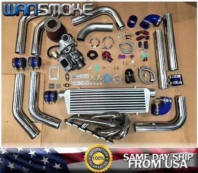 Volvo 240 740 940 2.3L Sohc T3T4 .63 Turbo Kit SS Manifold Intercooler BOV Blue • $776.50