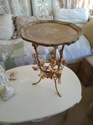 Vintage Mid Century Italian Tole Gold Gilt Ivy Table Base • $149.99