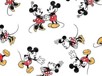 Fat Quarter  Disney Fabric Mickey Minnie Vintage Scattered Retro 100% Cotton  Fq • $2.99