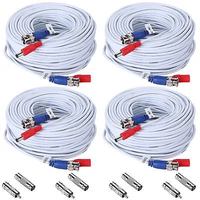 SANNCE 4x 100ft Video Power Cable BNC RCA Wire For Security Camera System XCL038 • $21.24