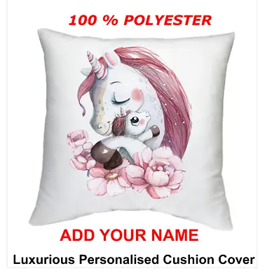 Personalised Unicorn Cushion Case Cover 40x40 Cm Add Any Name Unicorn Cushion • £6.20