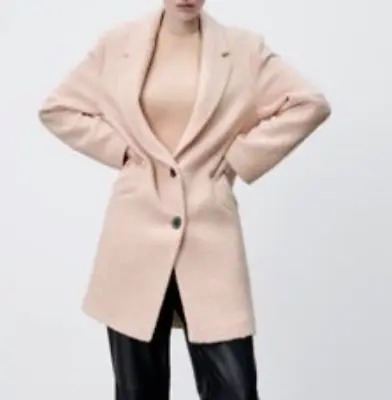 $69.99 • Buy Zara Women New Textured Coat Cotton Wool Blend Short Jacket Pink 2363/145 Xl