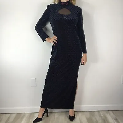 Joseph Ribkoff Vintage Cheongsam Long Sleeve Velvet Evening Dress Sz. 8 • $120