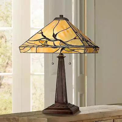 $319.99 • Buy Tiffany Style Table Lamp Mission Bronze Tree Branch Glass Living Room Bedroom