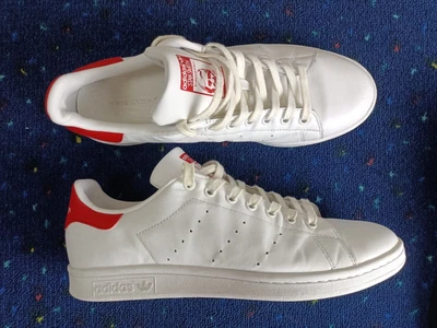 $40 • Buy Adidas Stan Smith Mens White Red Leather Shoes US 11 UK 10.5