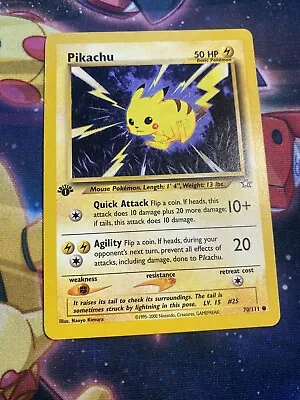 1st Edition Pikachu 70/111 Neo Genesis Set Rare Vintage Pokemon Card • $9.99