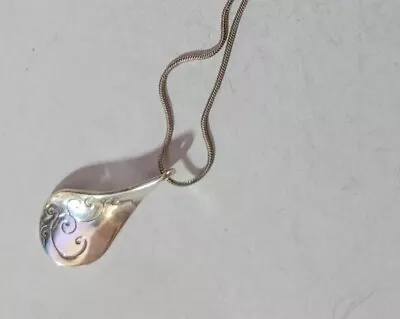 Brighton TWIRL Silver Etched Twisted Teardrop Pendant Necklace NWOT • $31