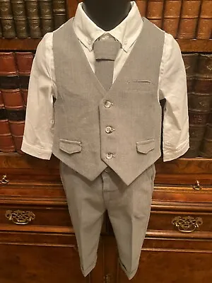 Baby Boys' Grey 4 Piece Wedding Special Occasion Suit Outfit - 3-6 Months - New • £25