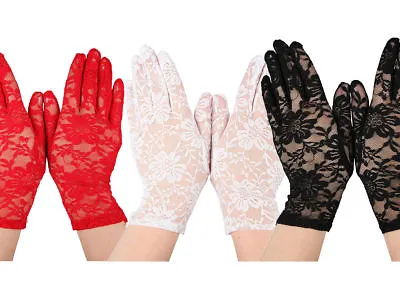 £4.99 • Buy Ladies Burlesque Lace Gloves Wrist Length 80s Fancy Dress Accessory