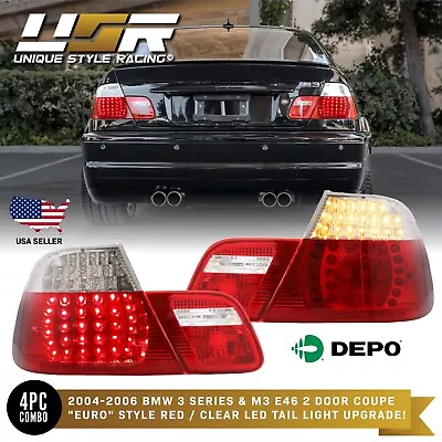 DEPO Red/Clear LED OEM Replacement Tail Light Lamp For 2004-06 BMW E46 2D Coupe • $139.95