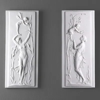 Celestine With Cherub Bas-relief In Pair - 31.5 Cm /12.4  • $194