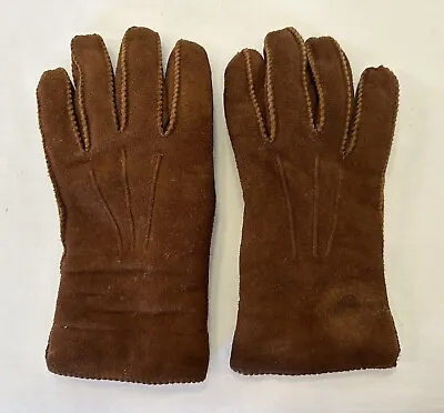 VTG LL Bean STA-SOFT  Buckskin Skin Deer Leather - Lined Gloves Men Medium Brown • $29.95