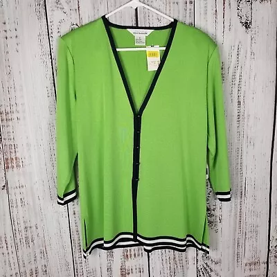 NEW MISOOK Lime Green Button Front Front Sweater Jacket Small MSRP $310 • $52