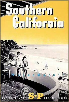 Southern California 1950 Southern Pacific Railroad Vintage Poster Retro Print   • $21.58