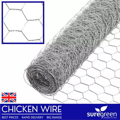 Galvanised Chicken Wire Mesh Netting Rabbit Cage Aviary Fence Plant Net • £92.01