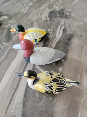 Set OF 3 Vintage Miniature Painted Resin Ducks  • $12