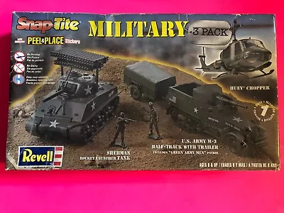 Snap Tite Military 3-pack Model Kit Includes Tank Chopper & Half Track Built Wow • $0.99