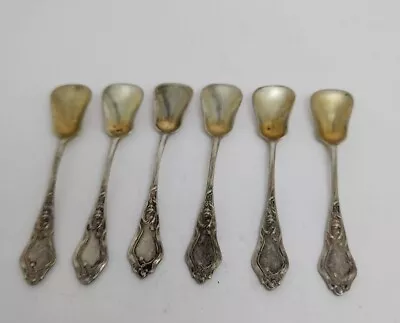 A SET OF 6 RARE  LUTZ &WEISS GERMANY 800 SILVER SALT SPOONS 2 5/8  NO MONO B5 • $199