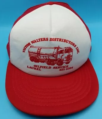 VICTOR WALTERS DISTRIBUTORS Hat Vintage Red Adjustable Cap Trucker Tanker • $19.93