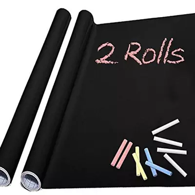 Chalkboard Paper 2 Rolls-Chalkboard Vinyl Sticker Pink Blue Yellow Black  • $22.74