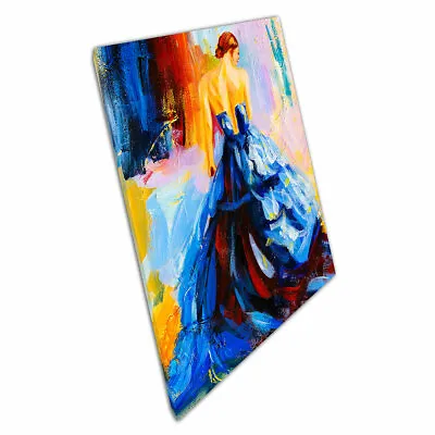 Beautiful Spanish Dancer In Large Blue Dress Painting Wall Art Print On Canvas • £20.50