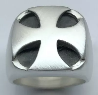 Mjg Sterling Silver. Iron Cross Ring. 38 Gr. Harley. Biker. Guitar Player. Sz10 • $114.95