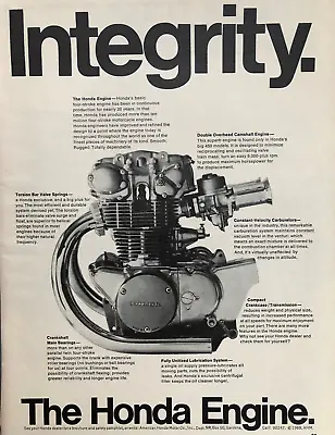 Vintage 1968 Honda Integrity Motorcycle Engine Original Ad A049 Free Shipping • $6.95