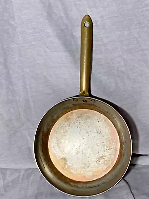 Vintage (Antique) Copper Skillet With Brass Handle Tinned 8 Inch • $35