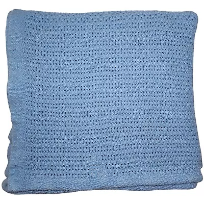 Vtg Beacon WPL 1675 Solid Blue Baby Blanket Thermal Waffle Weave Open 40x50 Htf • $58