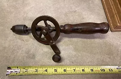 Antique Unbranded Hand Crank Manual Drill Wood Handle Egg Beater Style • $12