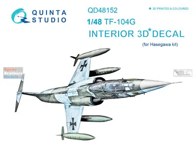 QTSQD48152 1:48 Quinta Studio Interior 3D Decal - TF-104G Starfighter (HAS Kit) • $21.49