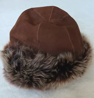 Overland Sheepskin Fur Shearling Leather Fur Cosdack Hat With Toscana Trim • $45