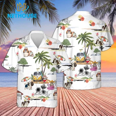 $28.95 • Buy Shih Tzu Dog Hawaiian Shirt Cute Puppy Animals Lover Summer Vacation Beach Shirt